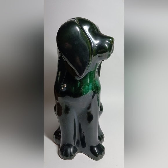 Vintage Blue Mountain Pottery Green And Black Glaze Dog Figurine 11" Canada - Picture 2 of 9